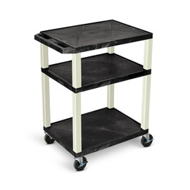 34"H AV Cart - Three Shelves - Putty Legs Luxor Shiffler Furniture and Equipment for Schools