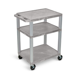 34"H AV Cart - Three Shelves - Nickel Legs Luxor Shiffler Furniture and Equipment for Schools