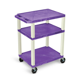 34"H AV Cart - Three Shelves - Putty Legs, Purple Luxor Shiffler Furniture and Equipment for Schools