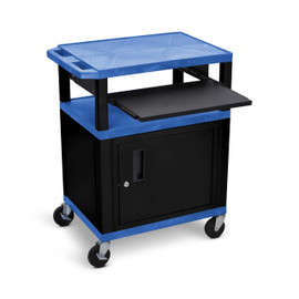 34"H AV Cart - 3 Shelf Cab Front Pullout - Blk Luxor Shiffler Furniture and Equipment for Schools