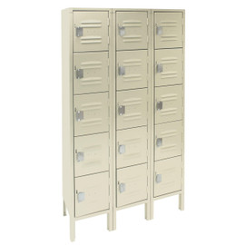 Republic Five Tier Metal Locker 12"w x 12"d x 78"h 3 Wide - Unassembled Republic Storage Systems, LLC Shiffler Furniture and Equipment for Schools