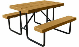 Providence 4' Rectangular Composite Outdoor Activity Table with Steel Frame; CEDAR - 4 seats KirbyBuilt Quality Products Shiffler Furniture and Equipment for Schools