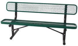SuperSaver 6' thermoplastic coated expanded metal outdoor BENCH W/BACK, Portable - Green KirbyBuilt Quality Products Shiffler Furniture and Equipment for Schools