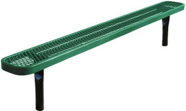 SuperSaver 6' thermoplastic coated expanded metal outdoor BENCH NO BACK, Inground - Green KirbyBuilt Quality Products Shiffler Furniture and Equipment for Schools