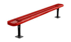 SuperSaver 6' thermoplastic coated expanded metal outdoor BENCH NO BACK, Surface Mount - Red KirbyBuilt Quality Products Shiffler Furniture and Equipment for Schools