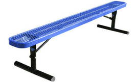 SuperSaver 6' thermoplastic coated expanded metal outdoor BENCH NO BACK, Portable - Blue KirbyBuilt Quality Products Shiffler Furniture and Equipment for Schools