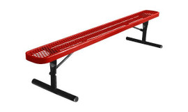 SuperSaver 6' thermoplastic coated expanded metal outdoor BENCH NO BACK, Portable - Red KirbyBuilt Quality Products Shiffler Furniture and Equipment for Schools