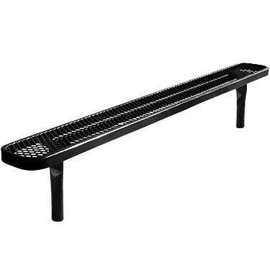 SuperSaver 8' thermoplastic coated expanded metal outdoor BENCH NO BACK, Inground - Black KirbyBuilt Quality Products Shiffler Furniture and Equipment for Schools