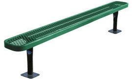 SuperSaver 8' thermoplastic coated expanded metal outdoor BENCH NO BACK, Surface Mount - Green KirbyBuilt Quality Products Shiffler Furniture and Equipment for Schools
