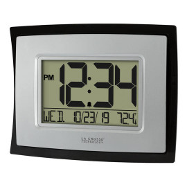 La Crosse Digital Wall Clock with Indoor Temperature and Calendar (Silver), Set of 5 La Crosse Technology Shiffler Furniture and Equipment for Schools
