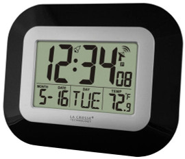 La Crosse Atomic Digital Wall Clock with Indoor Temperature and Date (Black), Set of 5 La Crosse Technology Shiffler Furniture and Equipment for Schools