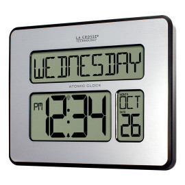 La Crosse Atomic Digital Wall Clock with Backlight (Silver), Set of 5 La Crosse Technology Shiffler Furniture and Equipment for Schools