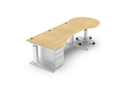 Pedagogy Spyro Adjustable Shaped Teacher's Desk Set with Adjustable Lectern, File Cabinet Pedagogy Shiffler Furniture and Equipment for Schools