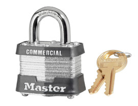 Master Lock 1-9/16" laminated steel padlock, 9/32" x 3/4" shackle, keyed different Master Lock Shiffler Furniture and Equipment for Schools