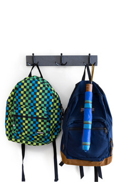 Shiffler DPWH Wall Hook System, Weathered Wood backer, 18 in. wide,  with 3 black hooks