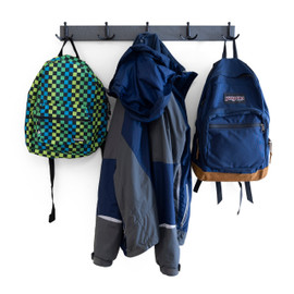 Shiffler DPWH Wall Hook System, Weathered Wood backer, 51 in. wide,  with 8 black hooks