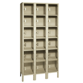 Republic Six Tier 12"w x 12"d x 78"h Clearview Locker 3 Wide - Assembled, Classic Tan