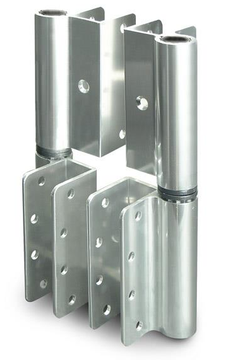 Wrap around hinge set, Right Hand In / Left Hand Out, bright aluminum dip, for 1 inch thick material
