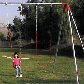 Heavy Duty 8 foot high, 4 Swing Set, 2 Bays, 3 Legged End Frame Jensen Swing Shiffler Furniture and Equipment for Schools