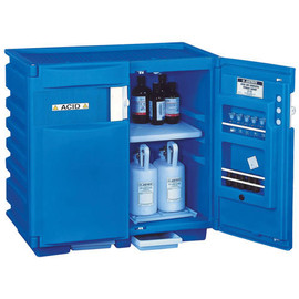 2-Door, One-piece Polyethylene Under-Counter Cabinet, Blue Justrite Mfg. Shiffler Furniture and Equipment for Schools
