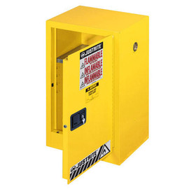Justrite Yellow Compac Cabinet, 1 Door Manual, 12-Gallon Capacity Justrite Mfg. Shiffler Furniture and Equipment for Schools