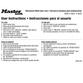 Instruction sticker for Master Lock, mulit-user combination locks (3630 and 3631)