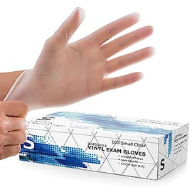 Vinyl gloves, powder free, small, 100/box