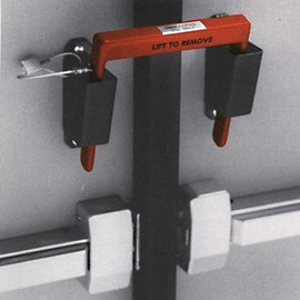 Door Security Latch, Includes Cable Lock & Holsters - fits Double Door with Mullion, 8-5/8"W Security Latch Shiffler Furniture and Equipment for Schools