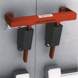 Door Security Latch, Includes Holster - fits Double Door without Mullion, 12"W x 4"D Security Latch Shiffler Furniture and Equipment for Schools