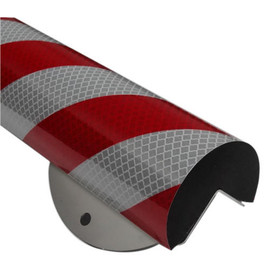 Type A+ Round ST Corner Protector With Steel Support - Self Adhesive 39 3/8" x 2 7/16" - Reflective Silver / Contrasting Red. american permalight Shiffler Furniture and Equipment for Schools
