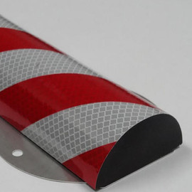 Type C+ Round Surface Protector With Steel Support - Self Adhesive 39 3/8" x 2 3/4" x 1 7/8" - Reflective Silver / Contrasting Red. american permalight Shiffler Furniture and Equipment for Schools