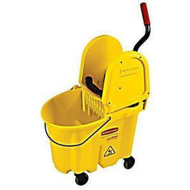 WaveBrake 35 Qt. Down Press Mop Bucket with Wringer Combo, Yellow Newell Rubbermaid Shiffler Furniture and Equipment for Schools