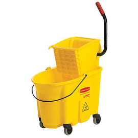 WaveBrake 35 Qt. Side Press Mop Bucket with Wringer Combo, Yellow Newell Rubbermaid Shiffler Furniture and Equipment for Schools