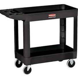 Small 2 Shelf Utility Cart, Black Newell Rubbermaid Shiffler Furniture and Equipment for Schools