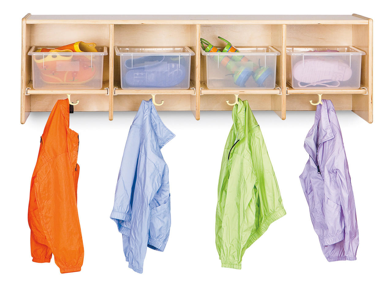 Jonti-Craft 4-Section Wall Mount Coat Locker - 0786JC With 8 Hooks, No Bins, For Classroom Or Home