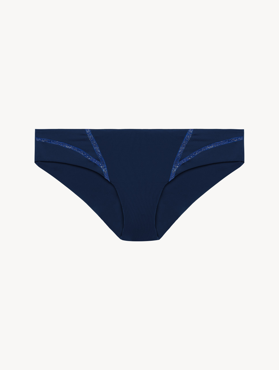 Slip mare a vita media Blu navy con dettagli glitterati - La Perla - Italia