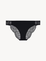 Slip medio in pizzo Leavers nero e Lycra® opaca_0