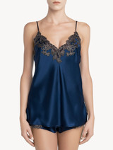 Canotta in raso di seta blu con ricamo a frastaglio_1