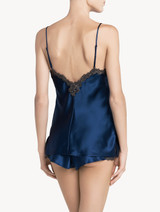 Canotta in raso di seta blu con ricamo a frastaglio_2