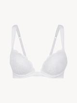 Reggiseno push-up in Lycra® bianca con pizzo Leavers_0