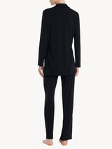 Pigiama nero in modal stretch con pizzo Leavers_3