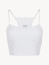 Brassière in Lycra® bianca con pizzo Leavers_0