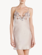 Slipdress in seta color rosa perlato con tulle ricamato_1