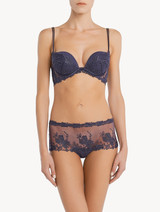 Reggiseno push-up in raso di seta viola con tulle ricamato_1