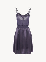 Camicia da notte in raso di seta viola con tulle ricamato_0