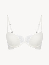 Reggiseno push-up in georgette di seta off-white con pizzo Leavers_0