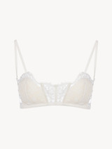 Reggiseno a fascia in georgette di seta off-white con pizzo Leavers_0