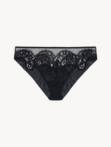 Slip medio in georgette di seta nera con pizzo Leavers_0