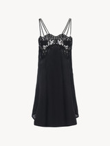 Slipdress in seta nera con pizzo Leavers_0