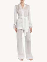 Pigiama in seta off-white con pizzo Leavers_1